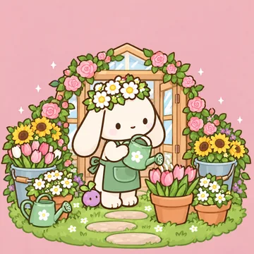 Blossom Gardens coloring book cover art with Clover the bunny